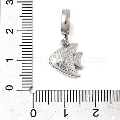 304ステンレススチールクリスタルラインストーン海の動物ヨーロッパダングルチャーム  魚の大きな穴のペンダント  ステンレス鋼色  24mm  穴：4.5mm&nbsp;STAS-D153-02A-P