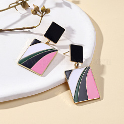 Rectangle Alloy Enamel Dangle Stud Earrings&nbsp;FS-WG25040-01
