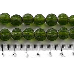 手作りのネパールランプワークビーズ  カボチャ  オリーブドラブ  10.5x9.5mm  穴：1.5mm  約64個/連  25.79''（65.5センチメートル）&nbsp;LAMP-Z008-05F