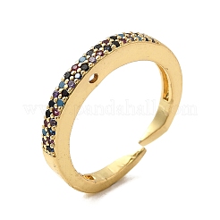 Brass Micro Pave Cubic Zirconia Finger Rings&nbsp;RJEW-P166-02G-02