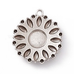 合成ターコイズ ハーフラウンド ペンダント  花のチャーム  ラックメッキ合金のパーツ  アンティークシルバー  34x30x6mm  穴：3mm&nbsp;PALLOY-D013-10AS