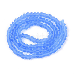 曇った透明ガラスビーズ連売り  三角形  ドジャーブルー  3~3.5x4~4.5x4~4.5mm  穴：0.8mm  約121~131個/連  14.37~15.35インチ（36.5~39cm）&nbsp;GLAA-N016-4mm-05