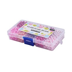 混合パールカラーのラウンドグラスパールビーズ  染め  ミックスカラー  6mm  穴：1mm  約600個/箱&nbsp;HY-X0005-6mm-B