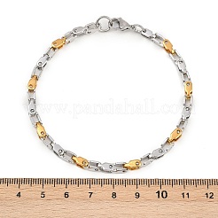 201ステンレススチールリンクチェーンブレスレット（男性用・女性用）  304ステンレススチール留め具付き  イオンプレーティング（ip）  ゴールデン·ステンレス鋼色  8-1/2~8-5/8インチ（21.5~22cm）&nbsp;BJEW-B143-03GP