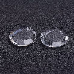 フラットラウンドファセットK9ガラスペンダント  模造オーストリアのクリスタル  透明  16.5x4mm  穴：1mm&nbsp;EGLA-P026-J-02