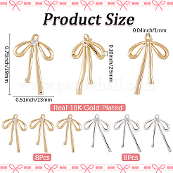 8 Pairs 2 Colors Brass Micro Pave Clear Cubic Zirconia Pendants&nbsp;KK-SC0006-24