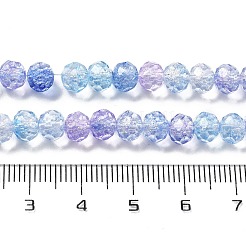 透明クラックルガラスビーズ連売り  ロンデル  多面カット  ライラック  6x5~5.5mm  穴：1mm  約83個/連  16.50インチ（41.9cm）&nbsp;X-CCG-L050-01B-08