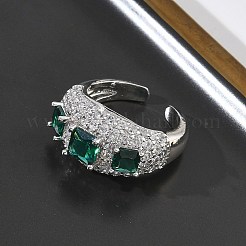 Brass Micro Pave Cubic Zirconia Cuff Open Rings for Women&nbsp;RJEW-L343-13P-04