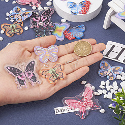 DIY蝶のイヤリング作成キット  アクリルパーツなど、  真鍮のピアスフックと丸カン  ミックスカラー  56個/箱&nbsp;DIY-TA0005-24
