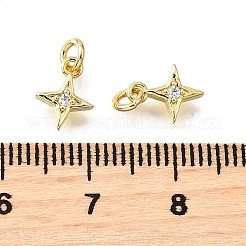 Brass Micro Pave Clear Cubic Zirconia Charms&nbsp;KK-V011-42G