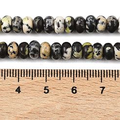 ナチュラルイエローターコイズ（ジャスパー）ビーズ連売り  ロンデル  6.5x4.5mm  穴：0.9mm  約86個/連  15.08インチ（38.3cm）&nbsp;G-L647-D08-4x6mm