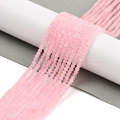 天然石ローズクォーツビーズ連売り  多面カット  ロンデル  3x2mm  穴：0.5mm  約189~191個/連  15.35''（39センチメートル）&nbsp;G-K376-B03-01