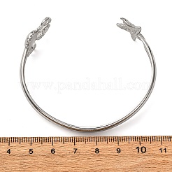 女性用304ステンレススチールカフバングル  ヒトデと貝殻の形  ステンレス鋼色  1/4~3/4インチ（0.5~2.05cm）  内径：1-7/8x2-1/4インチ（4.8x5.8cm）&nbsp;BJEW-C123-01A-P