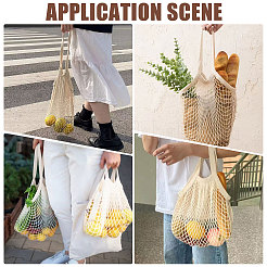5個 5スタイル 中空織りポリエステルネットバッグ  防水ショッピングバッグ  ベージュ  435~780x90~120x5~8mm  1個/スタイル&nbsp;ABAG-CO0001-03