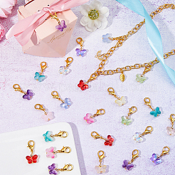 96Pcs 12 Colors Butterfly Glass Pendant Decoration&nbsp;HJEW-HS00003