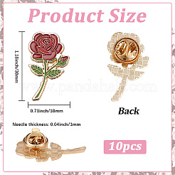 エナメルピン10個  バックパック用合金ラペルピンバック  花バラ  レッド  30x18mm&nbsp;JEWB-SC0002-03