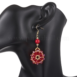 Flower Glass Seed Beads Dangle Earrings&nbsp;EJEW-MZ00697
