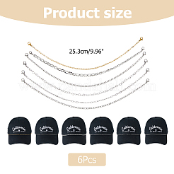 6Pcs 6 Styles 304 Stainless Steel Cap Chain&nbsp;AJEW-HS00001