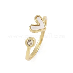 Brass Micro Pave Cubic Zirconia Open Cuff Rings for Women&nbsp;RJEW-K308-02B-G