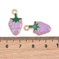 エナメルペンダントと合金  イチゴのチャーム  ライトゴールド  パープル  21x11x3mm  穴：2mm&nbsp;AL-CBA9C31-07G-C
