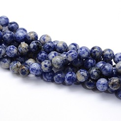 天然ブルースポットジャスパーラウンドビーズ連売り  6~7mm  穴：1mm  約65個/連  15.5インチ&nbsp;G-O047-01-6mm