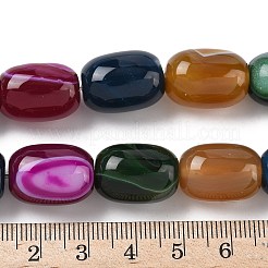 天然縞瑪瑙/縞瑪瑙（染色・加熱）ビーズ連売り  コラム  ミックスカラー  17~18x13mm  穴：1mm  約11個/連  7.68''（19.5センチメートル）&nbsp;G-H324-01E
