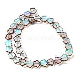 電気メッキ透明ガラスビーズ連売り  花  カラフル  11.5x12x4mm  穴：0.8mm  約35個/連  15.94''（40.5センチメートル）&nbsp;GL-CBA98F0-07B