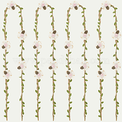 ポリエステル＆リネンフラワーラタン麦わら帽子バンド4個  フローラルホワイト  1100mm  花：40x40x14mm&nbsp;AJEW-CN0004-40A