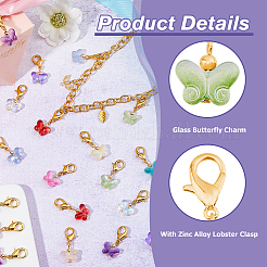 96Pcs 12 Colors Butterfly Glass Pendant Decoration&nbsp;HJEW-HS00003