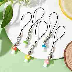 Opaque Resin Mushroom Mobile Straps&nbsp;HJEW-JM01506
