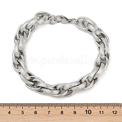 ヒップホップスタイルの304ステンレススチールロープチェーンブレスレット（男女兼用）  ステンレス鋼色  8-1/4インチ（21cm）&nbsp;BJEW-Z105-01P