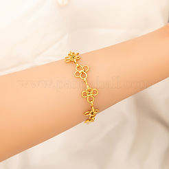 304 Stainless Steel Flower Link Chain Bracelets for Women&nbsp;STAS-H249-20G
