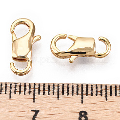 真鍮カニカン  開いた穴  ジュエリー作りのための  18KGP本金メッキ  13x6.5x3mm  穴：2.5x2.5mm&nbsp;KK-N254-13G