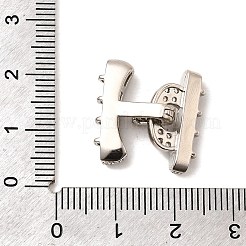 真鍮製マイクロペーブクリアキュービックジルコニアの留め金  スティック  プラチナ  19x18.5x5mm  穴：1.4mm&nbsp;KK-C075-33P