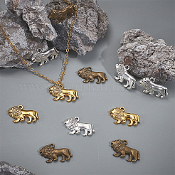 チベットスタイルの亜鉛合金ペンダント60個。  ライオン  ミックスカラー  18x28x6mm  穴：2mm  20個/カラー&nbsp;FIND-GA0008-12B