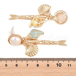 Alloy Enamel with Plastic Pearls Stud Earrings&nbsp;EJEW-Z172-05G-02