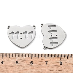 304ステンレスペンダント  ハートチャーム  11:11の数  17.5x20x1.5mm  穴：1.2mm&nbsp;STAS-A107-01A-P
