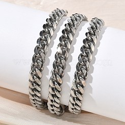 8mm 304ステンレススチール製キューバンリンクチェーン（メンズネックレス）  変色しない  ステンレス鋼色  25.39インチ（64.5cm）&nbsp;NJEW-G193-01P