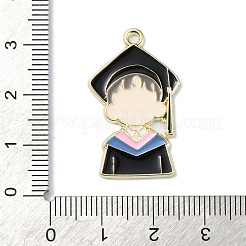 卒業テーマ合金エナメルペンダント  ライトゴールド  男の子  30x18x1.5mm  穴：1.6mm&nbsp;ENAM-G226-01B