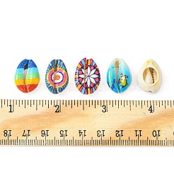 40 個 5 スタイルプリント天然カウリーシェルビーズ  穴なし/ドリルなし  混合模様  ミックスカラー  18~22x13~14x6~8mm  8個/スタイル&nbsp;SHEL-FS0001-05