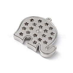 合金ラインストーンペンダント  象のチャーム  カドミウムフリー＆鉛フリー  プラチナ  37.5x42x5mm  穴：2.5mm&nbsp;PALLOY-M206-17P