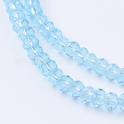 ガラスビーズ連売り  多面カット  ロンデル  ライトスカイブルー  3x2~2.5mm  穴：0.5mm  約160~165個/連  15~16インチ&nbsp;GLAA-G045-B07