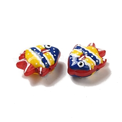 手作りランプワークビーズ  魚  ミックスカラー  17.5~18x22.5~23x10~10.5mm  穴：1~1.2mm&nbsp;LAMP-G162-02