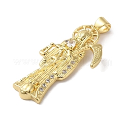 Rack Plating Brass Micro Pave Clear Cubic Zirconia Pendants&nbsp;KK-B092-29G