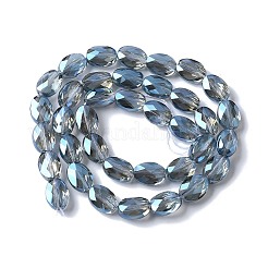 電気メッキガラスビーズセット  フル虹メッキ  多面カットオーバル  ブルー  10.5~11x8x4.5mm  穴：1.4mm  約38個/連  16.14インチ（41cm）&nbsp;X-EGLA-L045-A-FR02