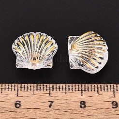 透明な腹筋プラスチック ビーズ  シェル形状  ゴールドライン入り  半分メッキ  ゴールド  12.5x14.5x7.5mm  穴：1.8mm  約735個/500g&nbsp;TACR-T028-78B