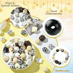 DIY Animal Cattle Theme Wooden Beaded Keychain Making Kits&nbsp;DIY-YW0008-69A
