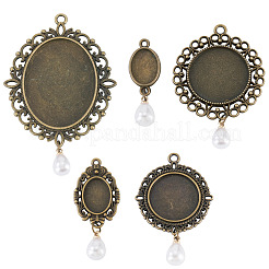 10Pcs 5 Style Alloy Pendant Cabochon Settings&nbsp;HJEW-TAC0119
