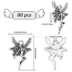 チベット風アロイペンダント80個  天使  アンティークシルバー  22.5x15x2.5mm  穴：1.5mm&nbsp;FIND-SC0007-48