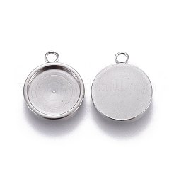 Tarnish Resistant 304 Stainless Steel Pendant Cabochons Settings&nbsp;STAS-L221-02P